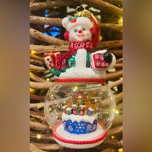 Christopher Radko Snowman Christmas Ornament Chilly and Cheery Globe